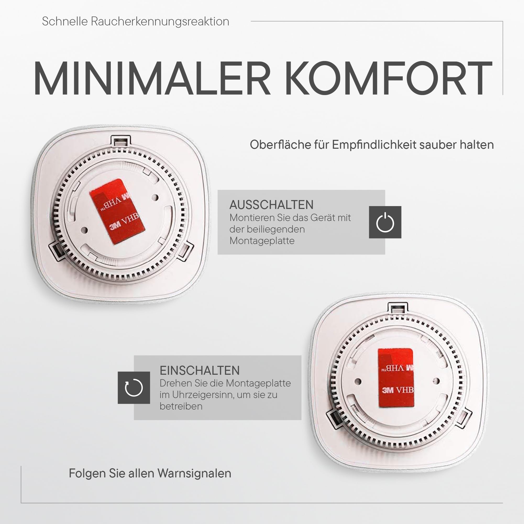 Jalo Kupu 10 Rauchmelder - 6er Pack – optischer Brandalarm für zu Hause – 10 Jahre Lithium-Batterie – skandinavisches Design – Weiß