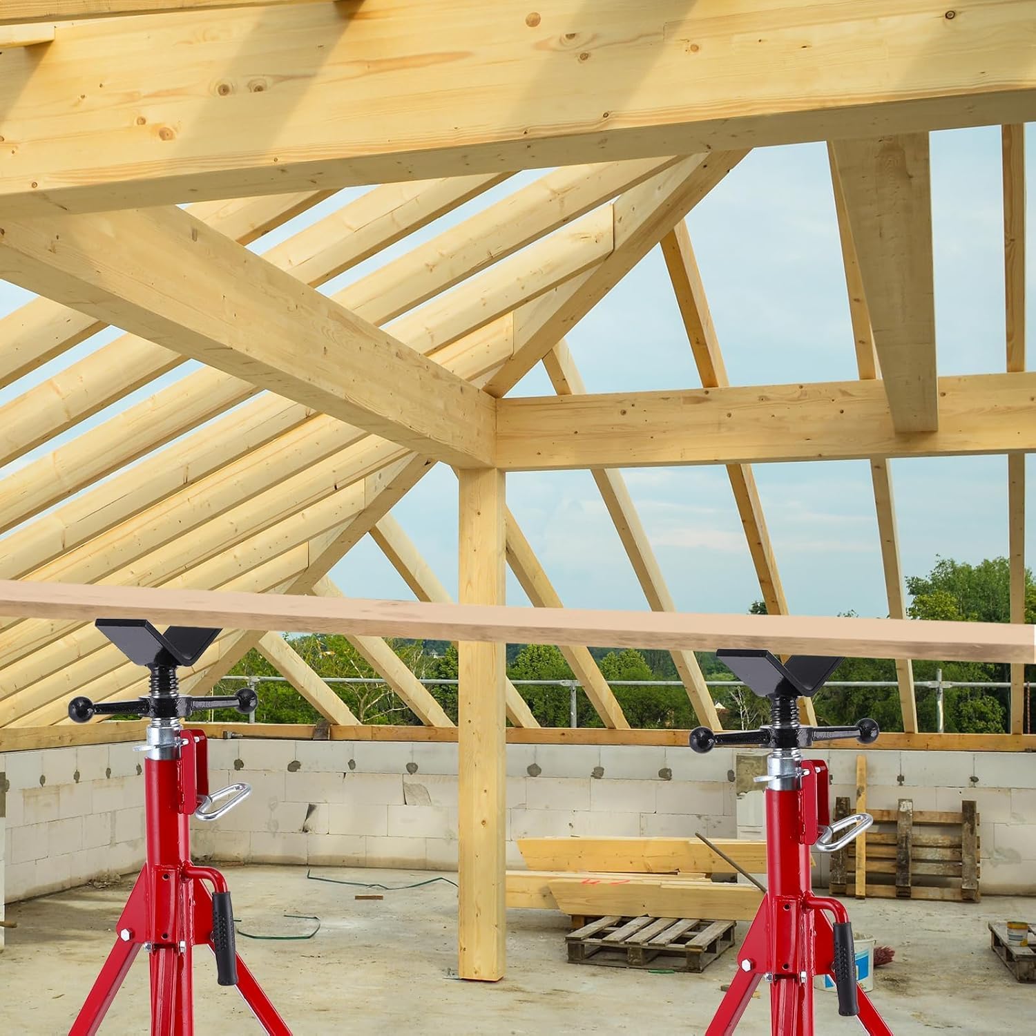 Höhenverstellbarer V-Kopf Rohrständer 2er Set – Klappbar & tragbar – 61–132 cm, Tragkraft 1134 kg, robust aus Kohlenstoffstahl – Für Werkstatt, Fahrzeugreparatur & Baustelle