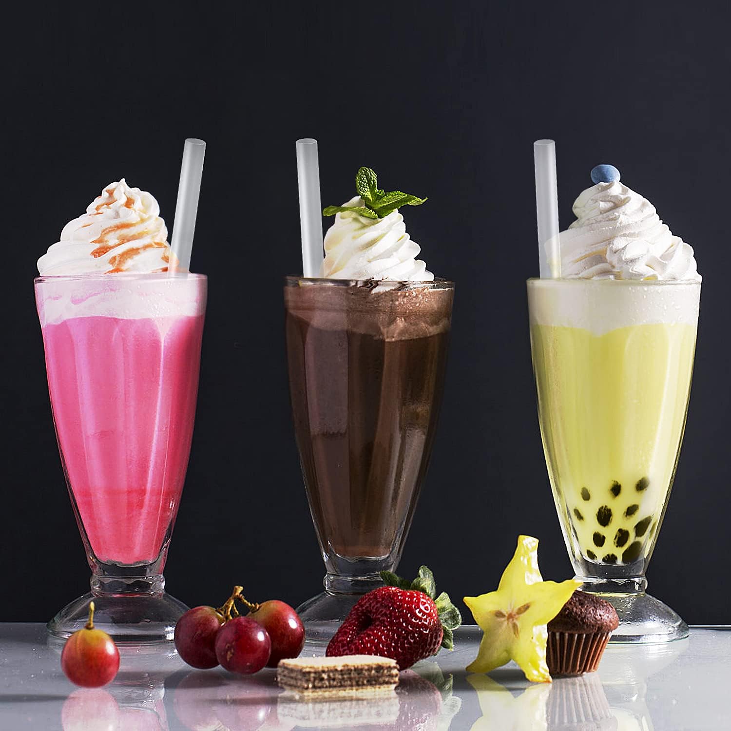 400 Pcs Clear Boba Straws Jumbo Smoothie Straws,Individually Wrapped Disposable Plastic Large Wide-mouthed Milkshake Drinking Straws (0.43" Wide X 9.45" Long)