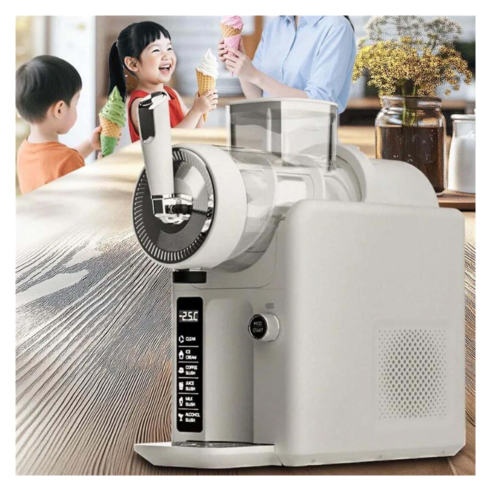 Mini Máquina De Granizado Portátil For Uso Doméstico, Helado con Capacidad 1,8 L, Exprimidor Batidos Hielo Potente TrituracióN De Hielo(White)