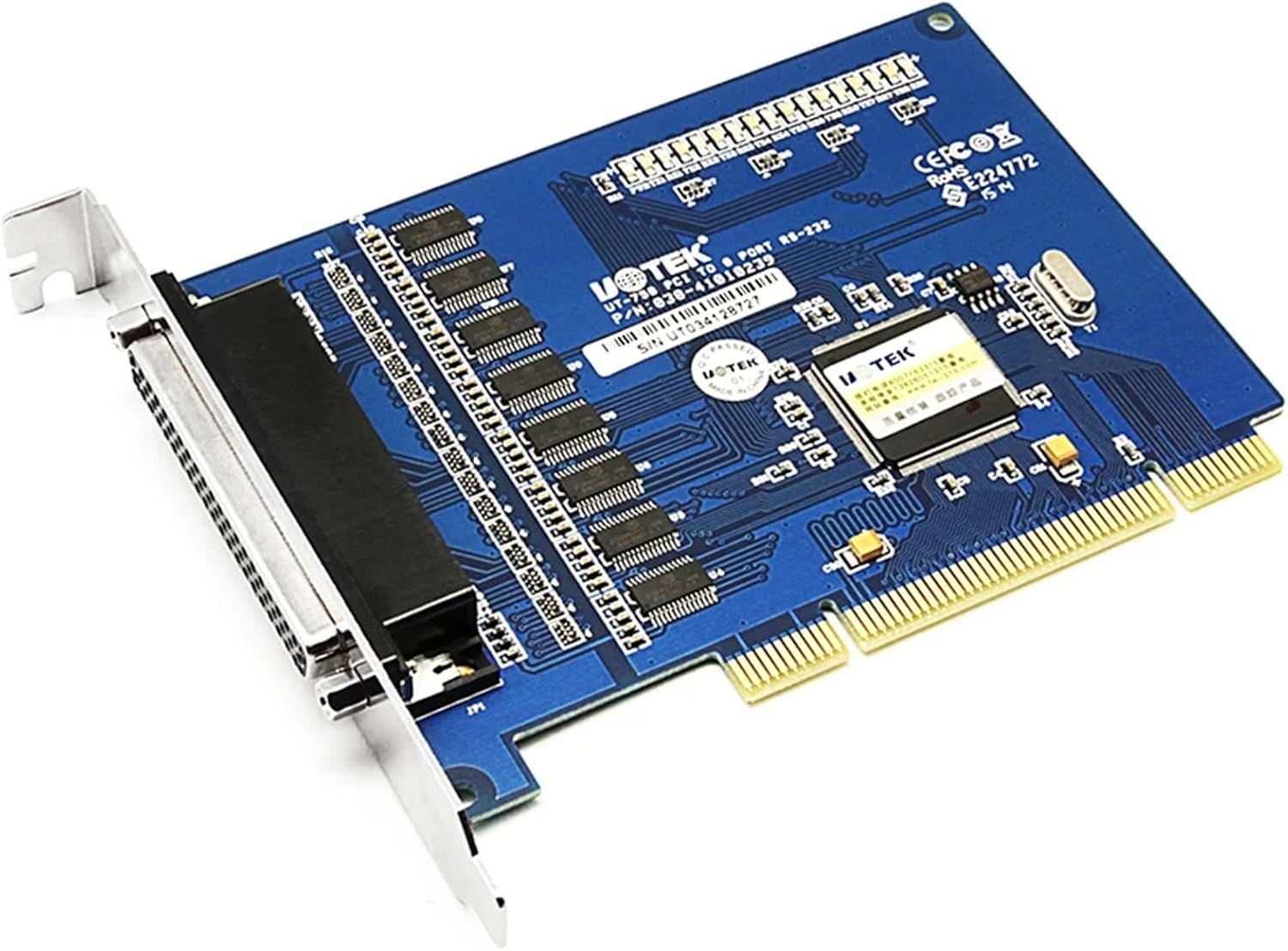 PCI to RS-232 Serial Card RS232 8 Ports High Speed DR62 Expansion Converter Industrial Grade DB9 Connector UT-758 Adapter