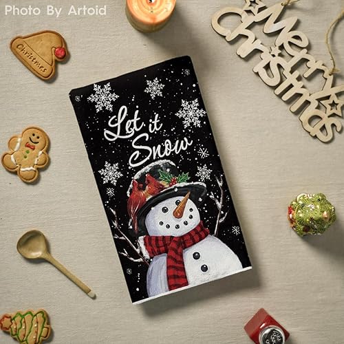 Miniatura 9 de Artoid Mode Juego de 2 toallas de cocina de invierno con diseño de muñeco de nieve azul, 18 x 26 pulgadas, diseño de muñeco de nieve