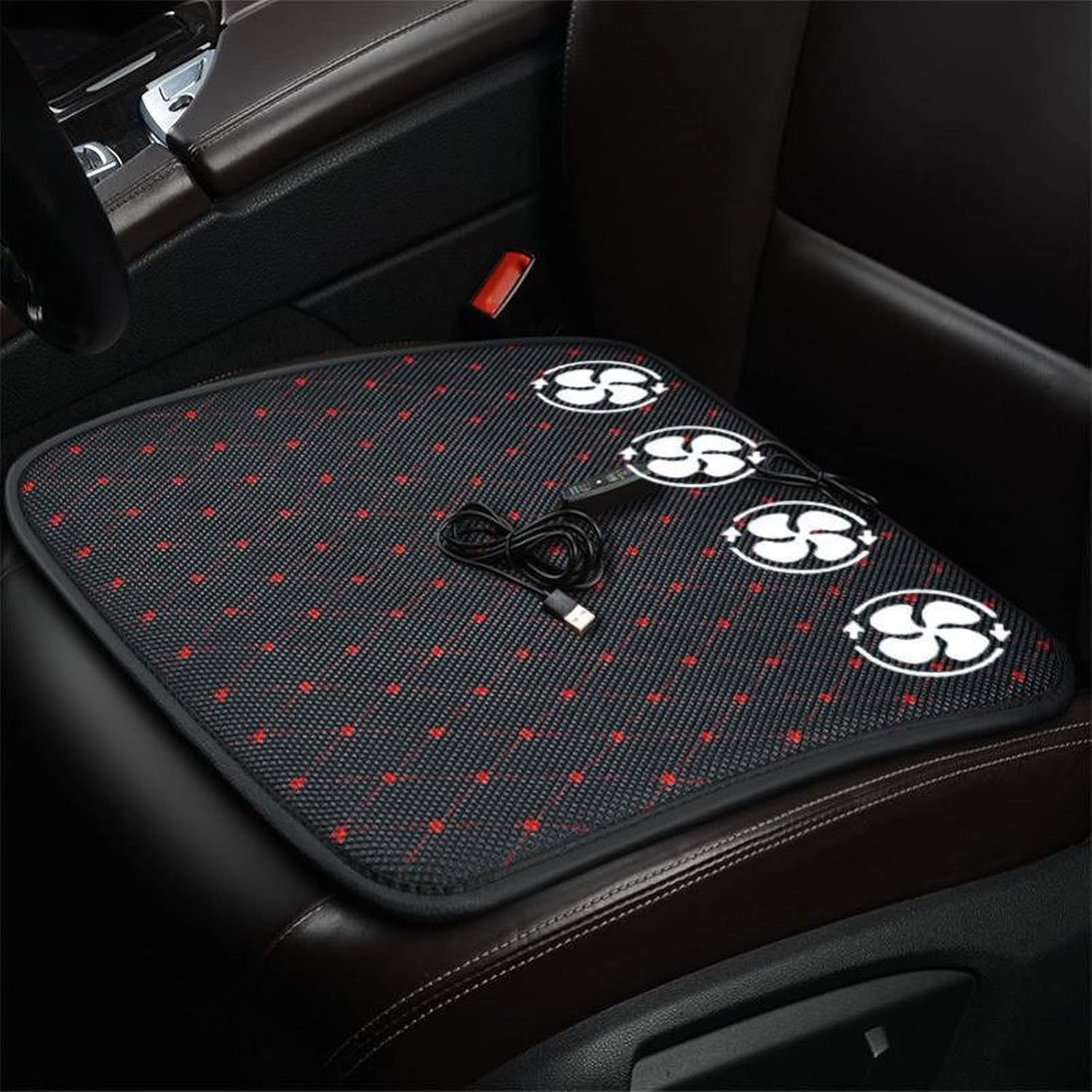 ギフト プレゼント ご褒美 カーシートクッション 1 個 マッサージベンチレーションシートクッション 3 冷却レベルクッションシート シガレットライターアダプター付き Usb Black トラック 24v ホームオフィス クールな快適さ 4 車 Fans