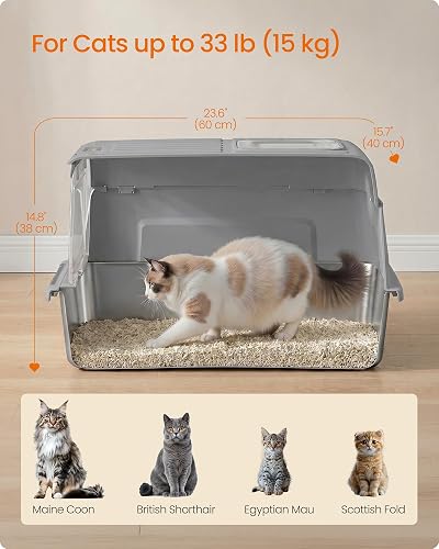 Feandrea Arenero Gato, Acero Inoxidable, con Tapa, 15 kg, Gris Pizarra | Caja de Arena, Incluye Pala, Alfombrilla y Dos Accesos, Gris Pizarra, Colección BOXAL PPT007GN01 - 6