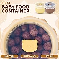 Vista 2 de Ceramic Baby Food Storage Container, Airtight BPA-Free Jar with Silicone Lid, Unbreakable Ceramic, Microwave & Dishwasher Safe, Reusable Glass