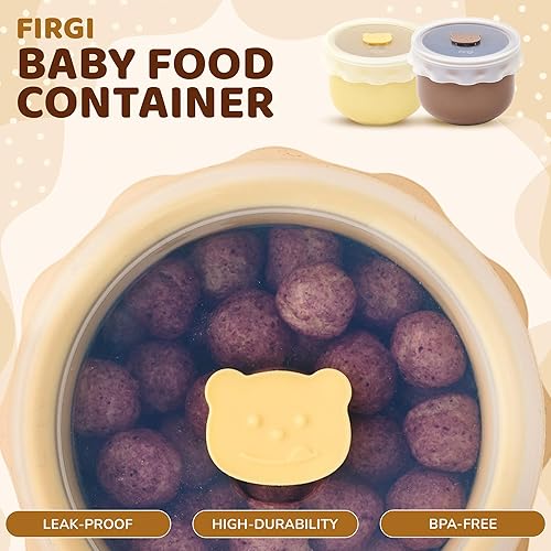 Miniatura 2 de Ceramic Baby Food Storage Container, Airtight BPA-Free Jar with Silicone Lid, Unbreakable Ceramic, Microwave & Dishwasher Safe, Reusable Glass