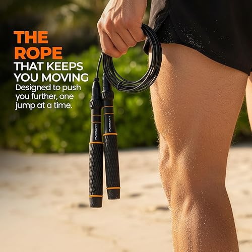 Miniatura 5 de LYRA - Cuerda de saltar profesional para entrenamiento funcional  Cuerda de velocidad ajustable con rodamientos de 360  Cuerda de saltar para