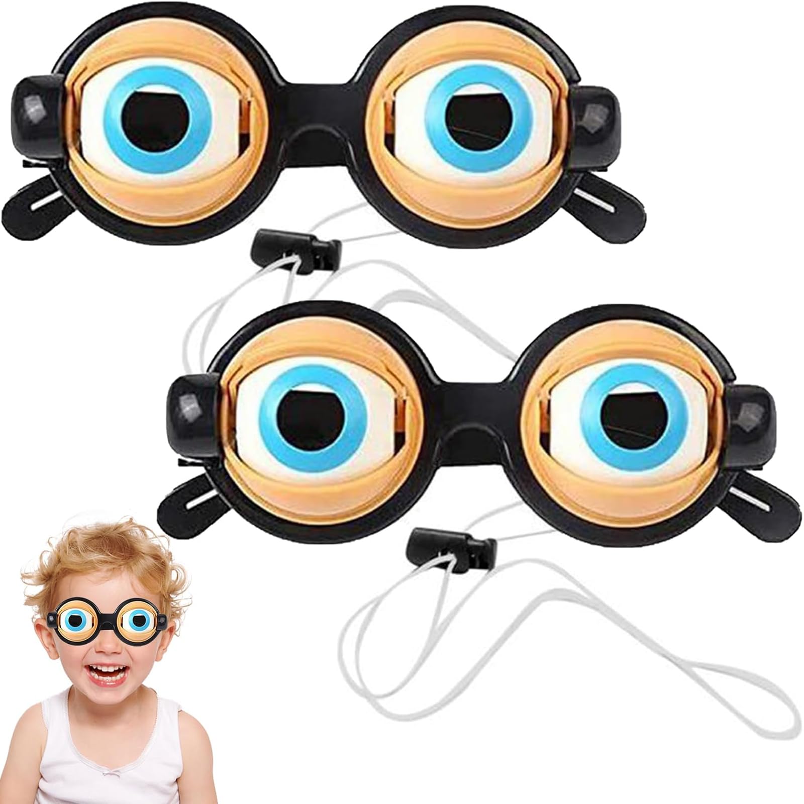 YgonziRuvc 2 Pack Funny Glasses for Adults & Kids, Novelty Funny Glasses with Adjustable Strap (14x19x5.8cm), Hilarious Pranks for Kids & Adults, Joke Glasses for Parties & Costume Events