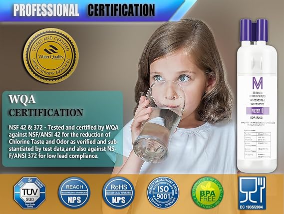 W10295370A Refrigerator Water Filter Replacement Compatible for Whirlpool EDR1RXD1, Everydrop Filter 1, W10295370, W10276924, WHR1RXD1, KAD1RXD1, P4RFWB, P5WB2L, P8RFWB2L (4-PCS)
