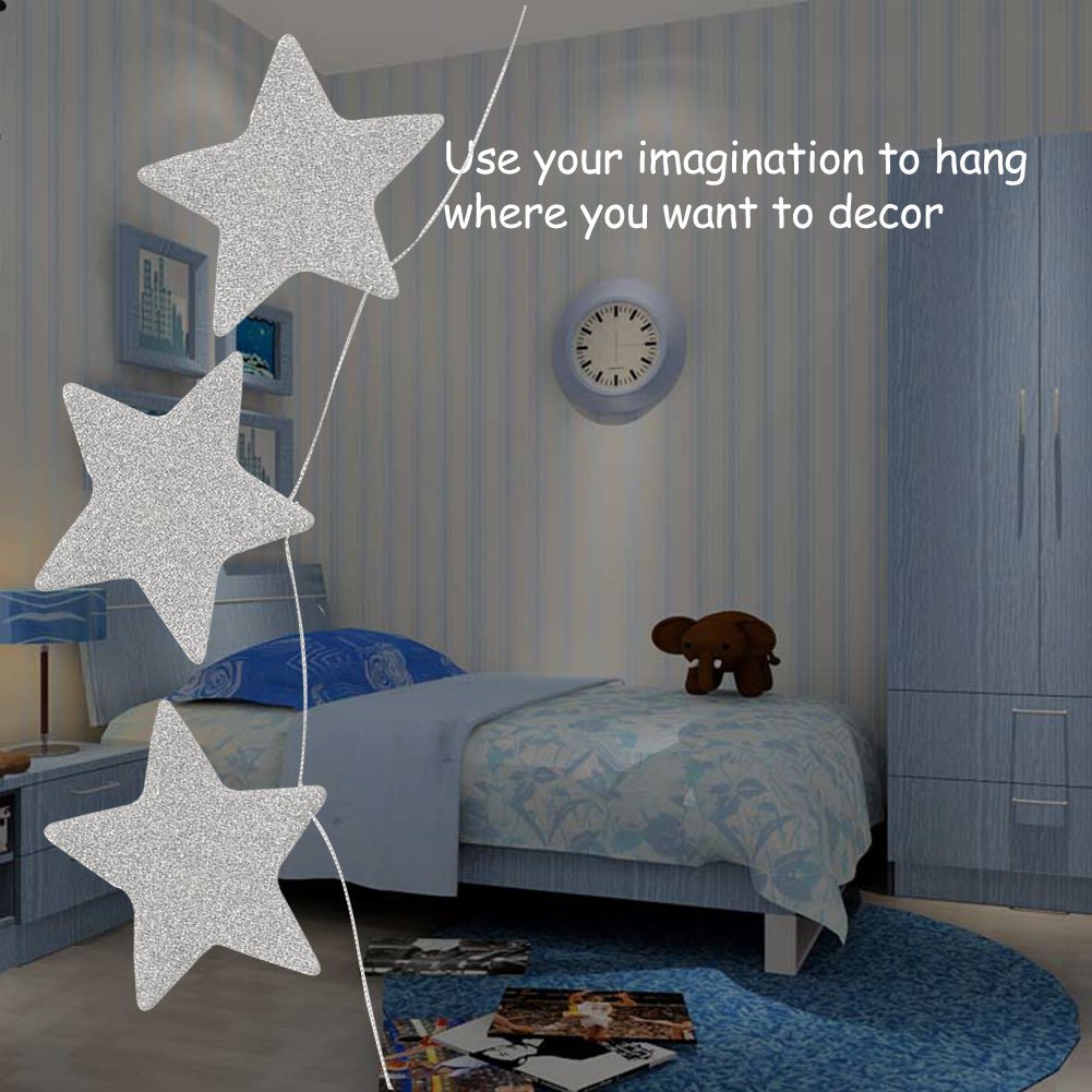 Iriserende Party Decoraties Ster Cirkel Dot Papier Garland Banner Vlaggenlijn Streamer Metallic Opknoping Twinkle Ster Decoratie voor Kinderen Verjaardag Baby Shower Bruiloft Festival Engagement Bling