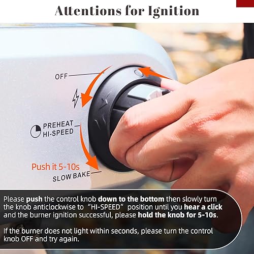 Miniatura 6 de INFOOD Horno de pizza de propano al aire libre de gas al aire libre, portátil, conveniente máquina de pizza con pies plegables, piedra de pizza de