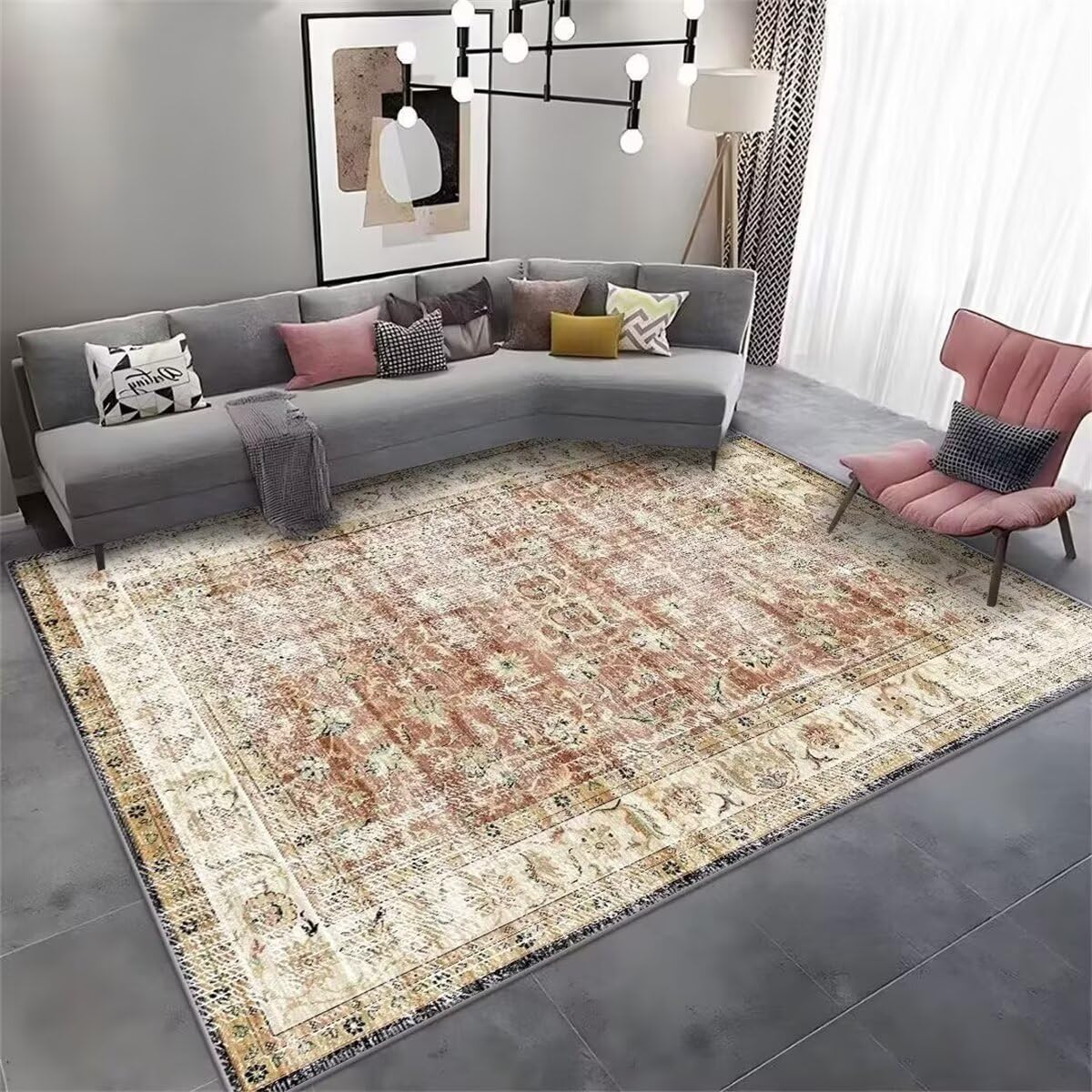 Tapis de salon rectangulaire 200x260cm grand tapis sol moquette intérieure classique chic