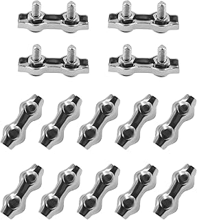 304 Stainless Steel Duplex 2-Post Cable Clamps TTZEZE Double Bolt Wire Rope Clips Clamp Fastener for 1/4 Inch Diameter Wire Rope 14 Pack
