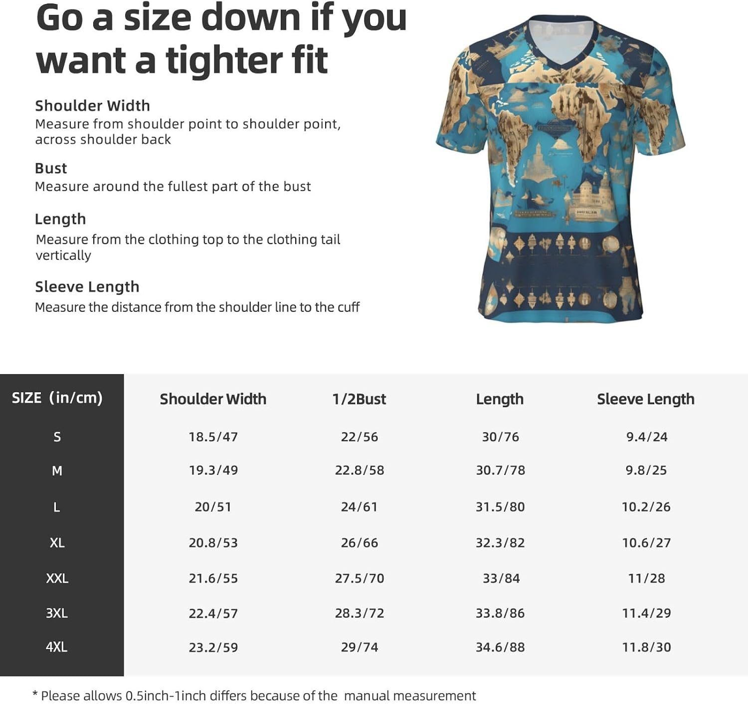 World Geography Map Rugby Football Jersey for Men, Comfortable V-Neck Loose Fit Top for Team Sports Athletics