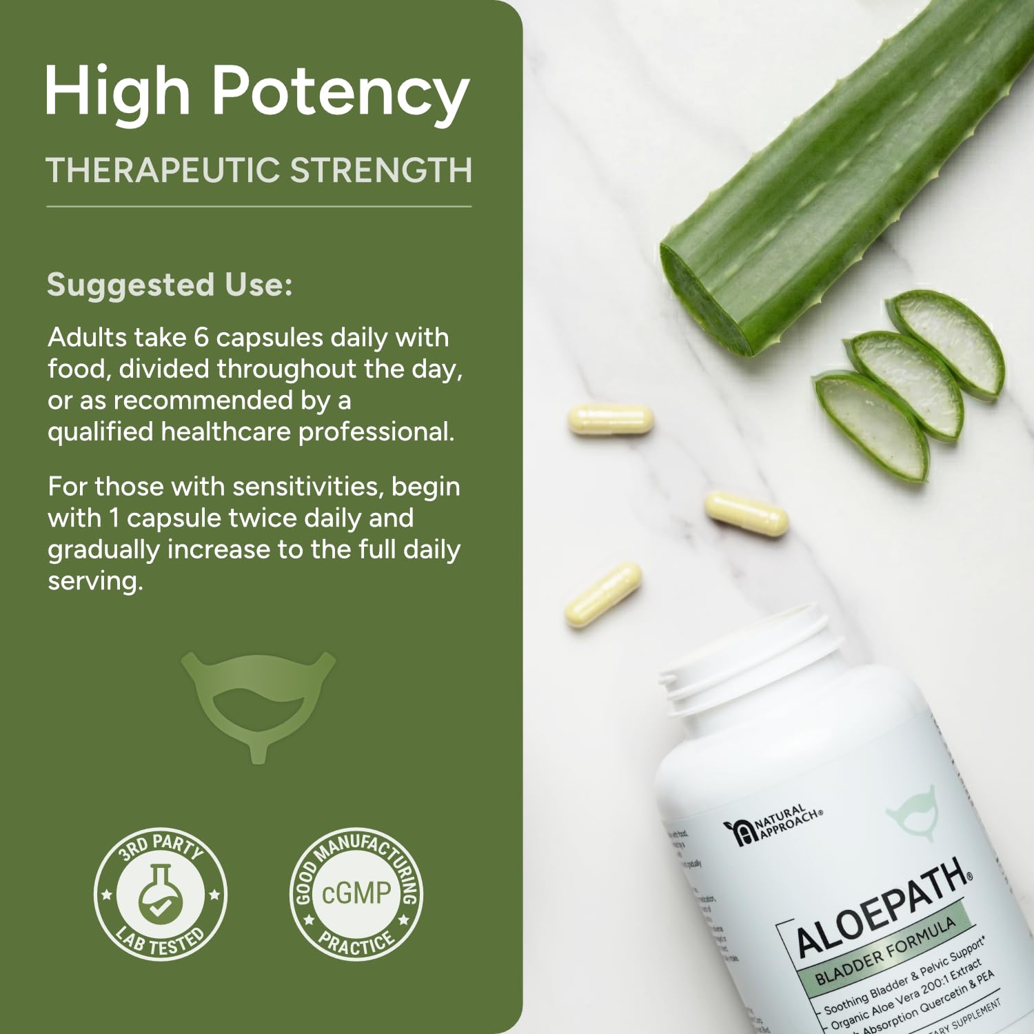 Bladder Support & Pelvic Wellness Supplement with Organic Aloe Vera – Maximum Strength Formula with Quercetin, Pea & L-Arginine for Urinary Comfort – USA Manufactured (90 Capsules) — Amazon image 5