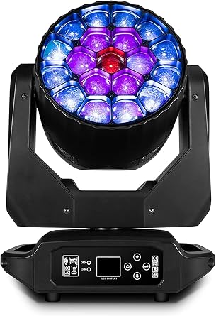 SHEHDS Moving Head Lights LED 19X20W Beam/Wash/Zoom/Dazzle/Strobe Effect RGBW 4in1 Big Bee Eye Stage Lights 4-45Beam Angle CTO Mode DMX Control for Christmas Club Wedding