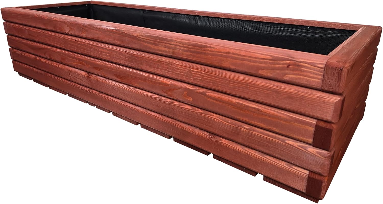 HOLZGARDEN Pflanzkübel Holz 100 x 30 x 40 cm Rot