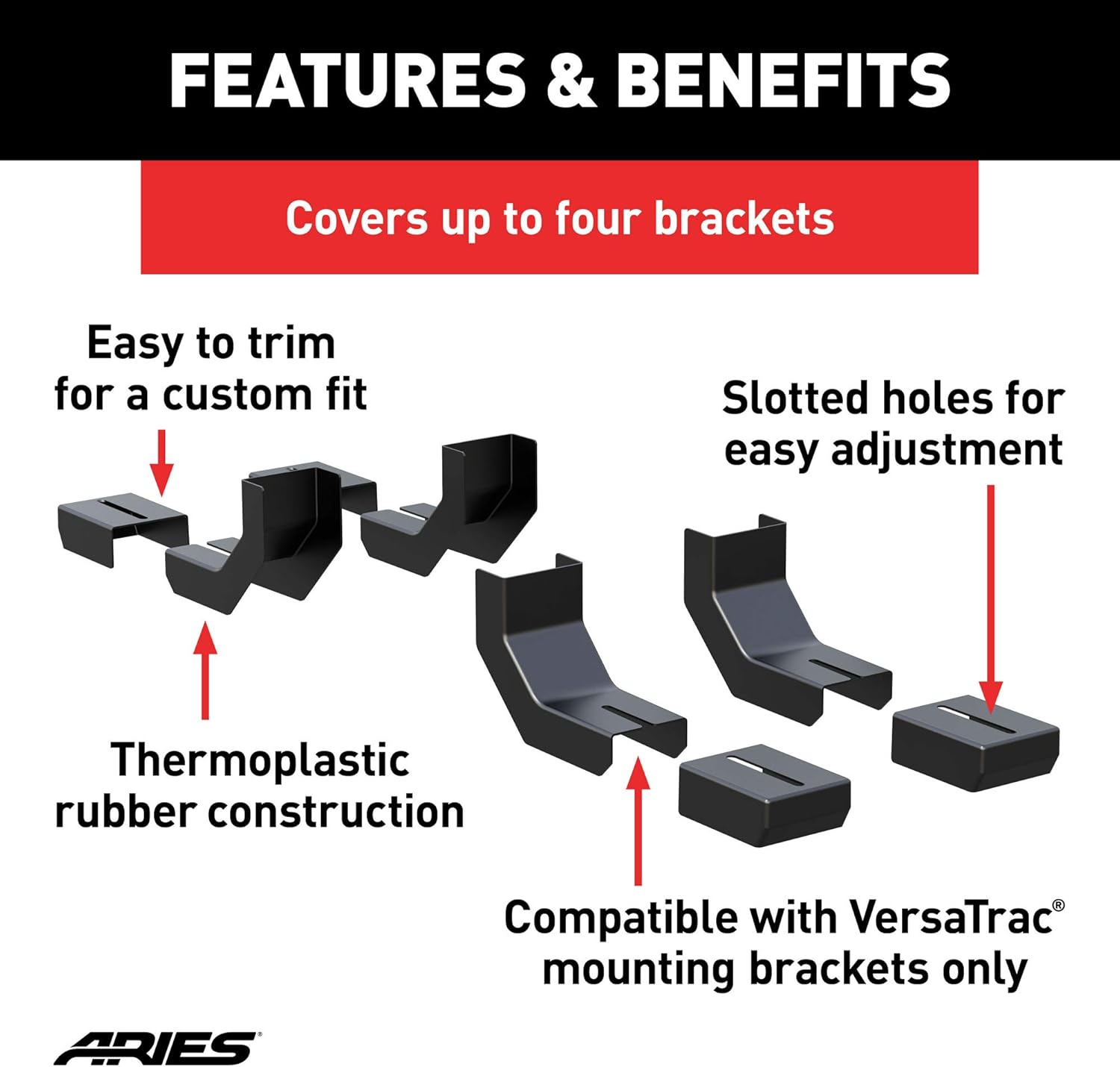 ARIES 2055140 VersaTrac Running Board Bracket Covers, 4-Pack