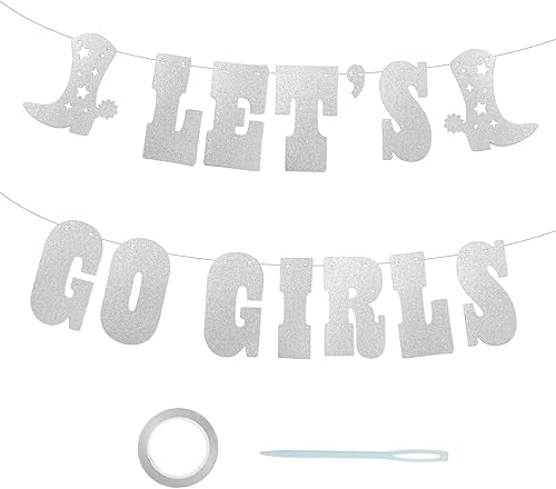 Cartel con purpurina de Let's Go Girls, decoración de fiesta de último rodeo para vaquera occidental, fiesta de cumpleaños, despedida de soltera,