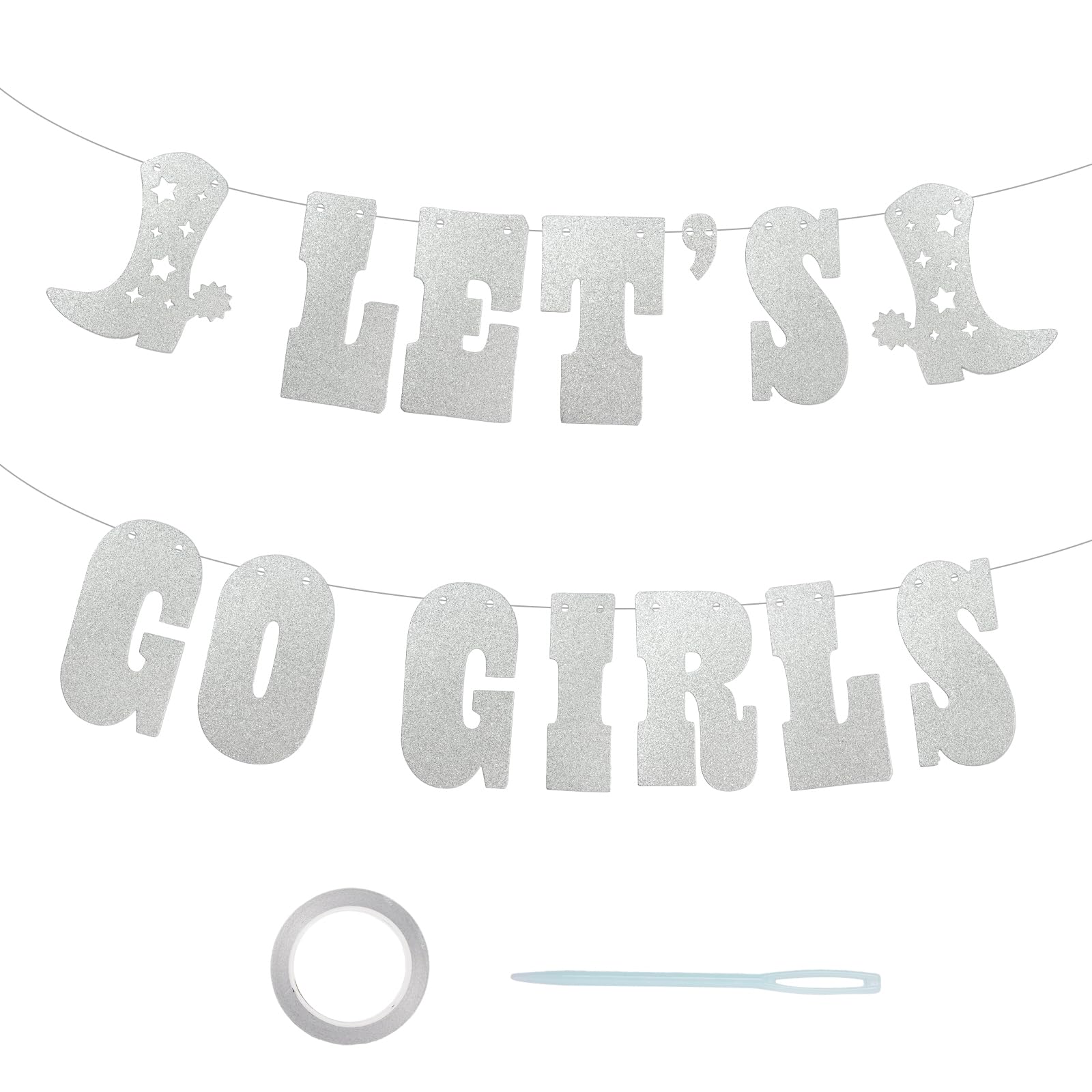 Let's Go Girls Banner – Glitzer Cowgirl Partydeko – Junggesellinnenabschied, Rodeo, Nashville