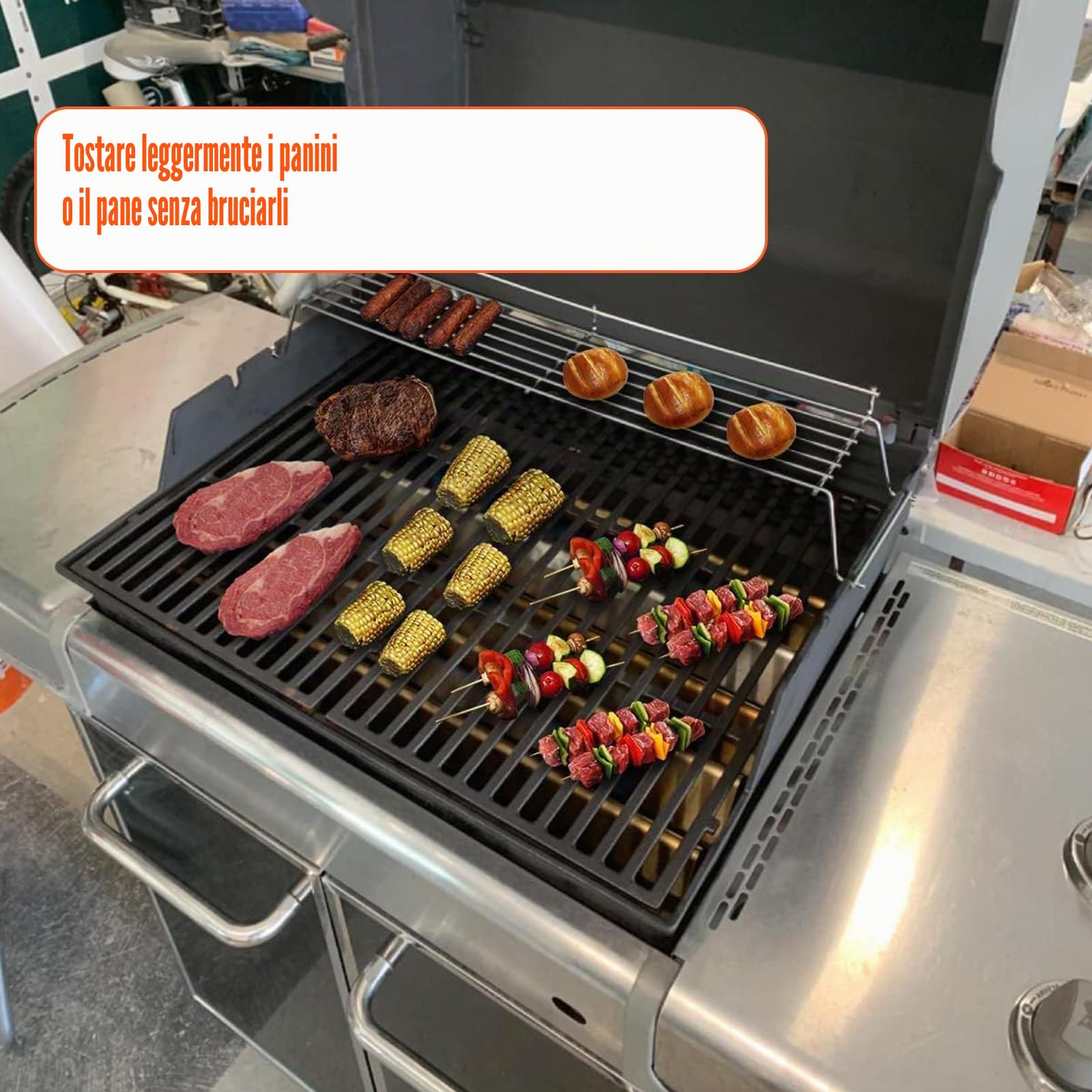 Denmay 65054 67,9cm Griglia scaldavivande rialzata per Weber Genesis I 300 Series E320 E330 S310 S320 S330 (2007-2016)(3 bruciatori), Piastra riscaldante per Barbecue di Ricambio
