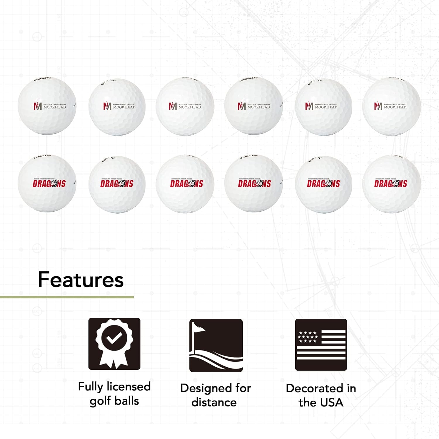 Desert Cactus Minnesota State University Moorhead Golf Balls 12 Pack – MSUM Dragons Full Color Dozen – Officially Licensed Sport Team Accessory