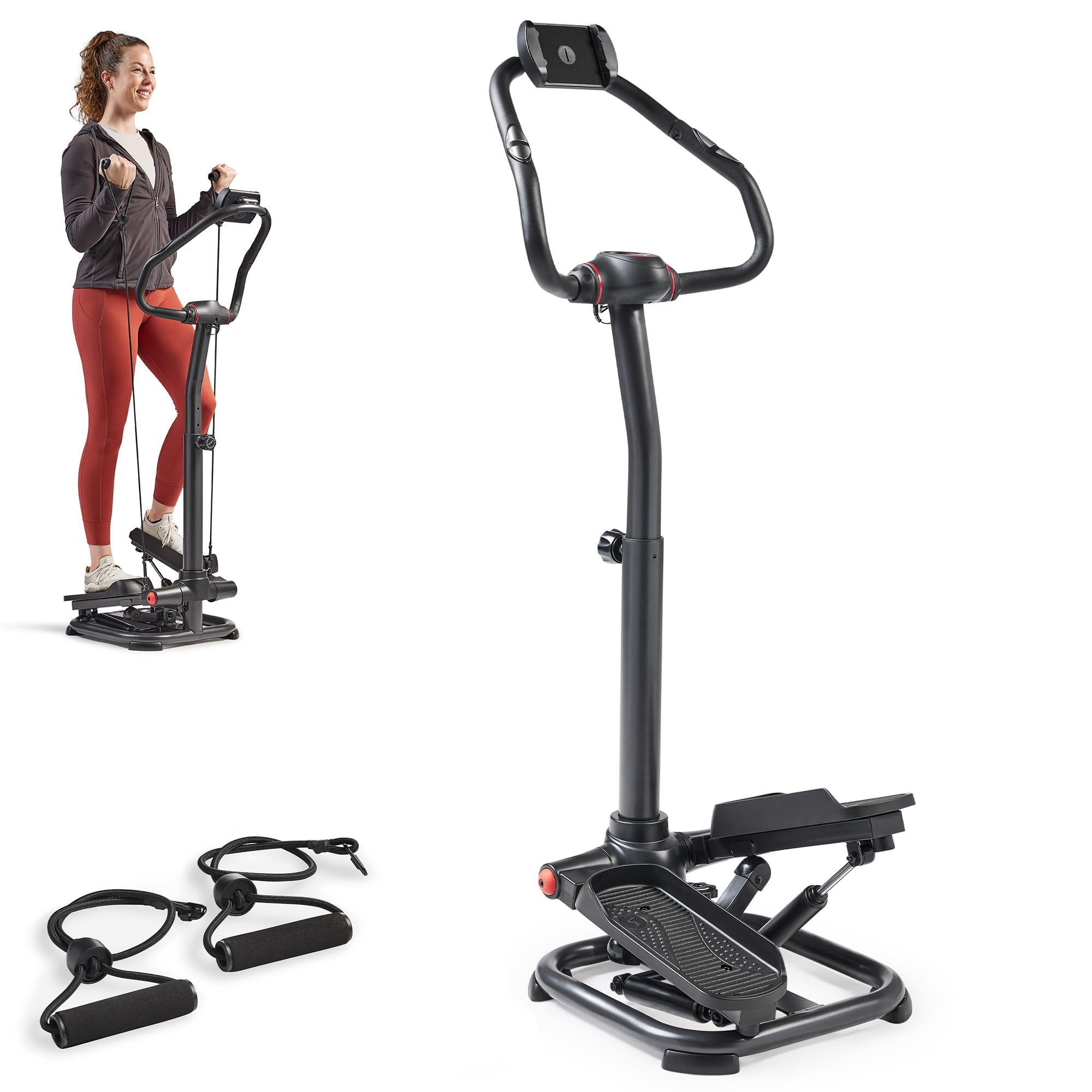 Sunny Health & Fitness Smart Heavy Duty Stepper w/Handlebar & Device Holder