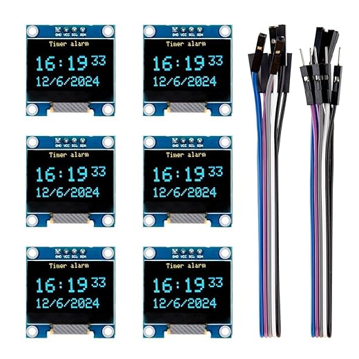 ELEGOO 6PCS 0.96 Inch OLED Display Screen Module with Dupont Wire Compact Self-Luminous Mini Screens for Arduino Project