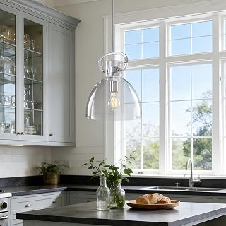 9.8'' Nickel Pendant Lights Kitchen Island, Island Lights for Kitchen
