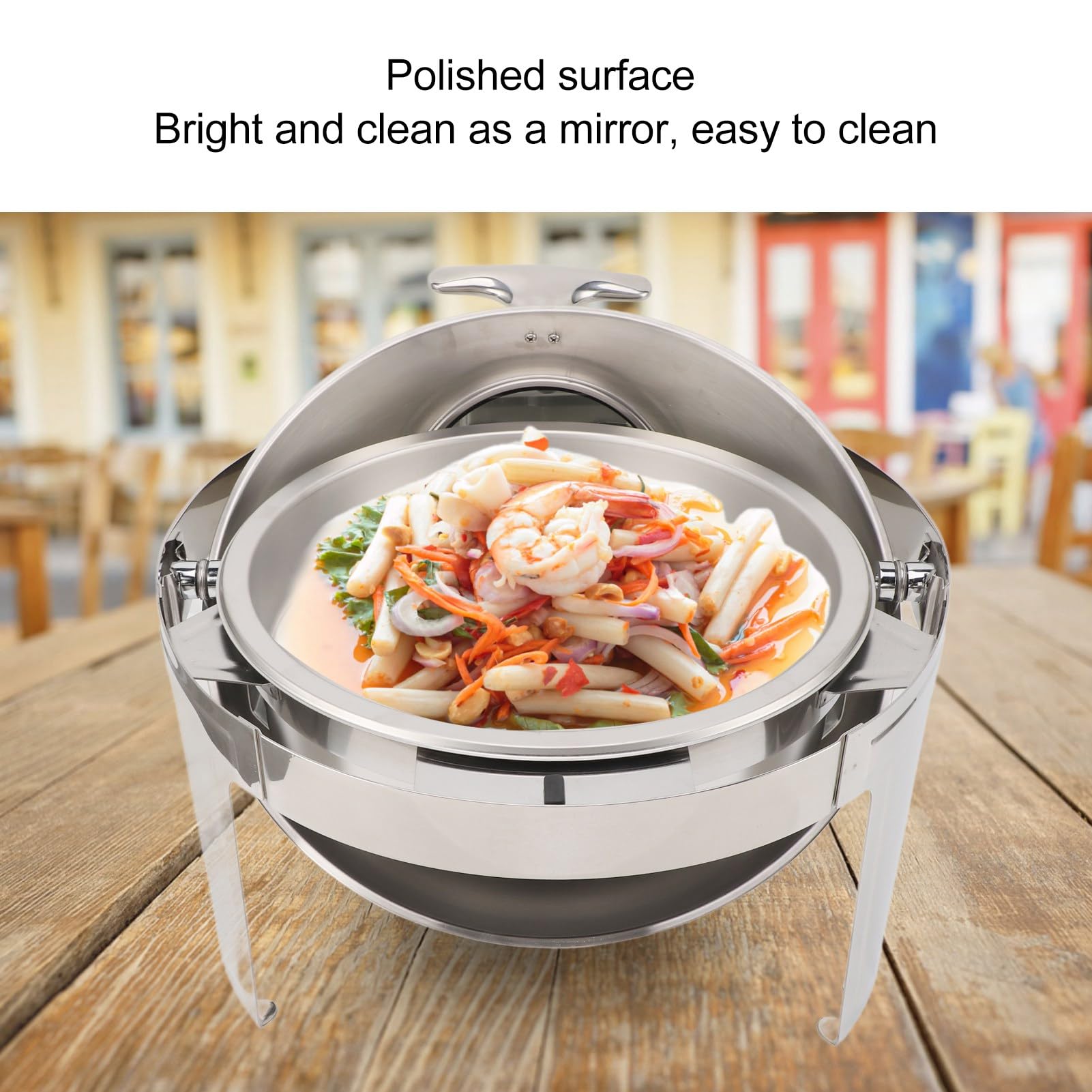 Chafing Dish - Set da buffet, in acciaio inox, 6 l, scaldavivande per catering, eventi, feste, matrimoni (1 padella grande)