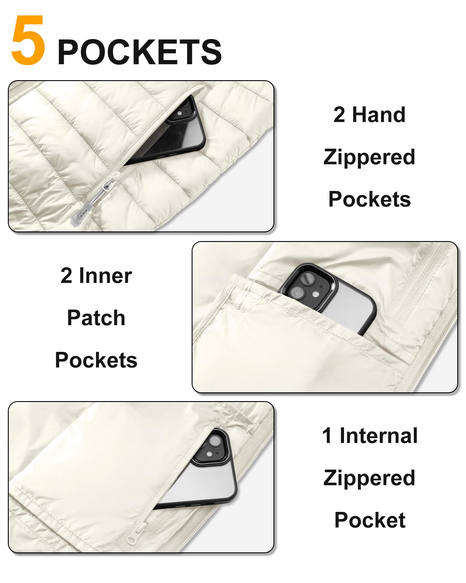 33,000ft Gilet léger pour homme, gilet matelassé matelassé matelassé et rembourré, vêtement d'extérieur, veste coupe-vent sans manches pour golf, course à pied, randonnée, équitation
