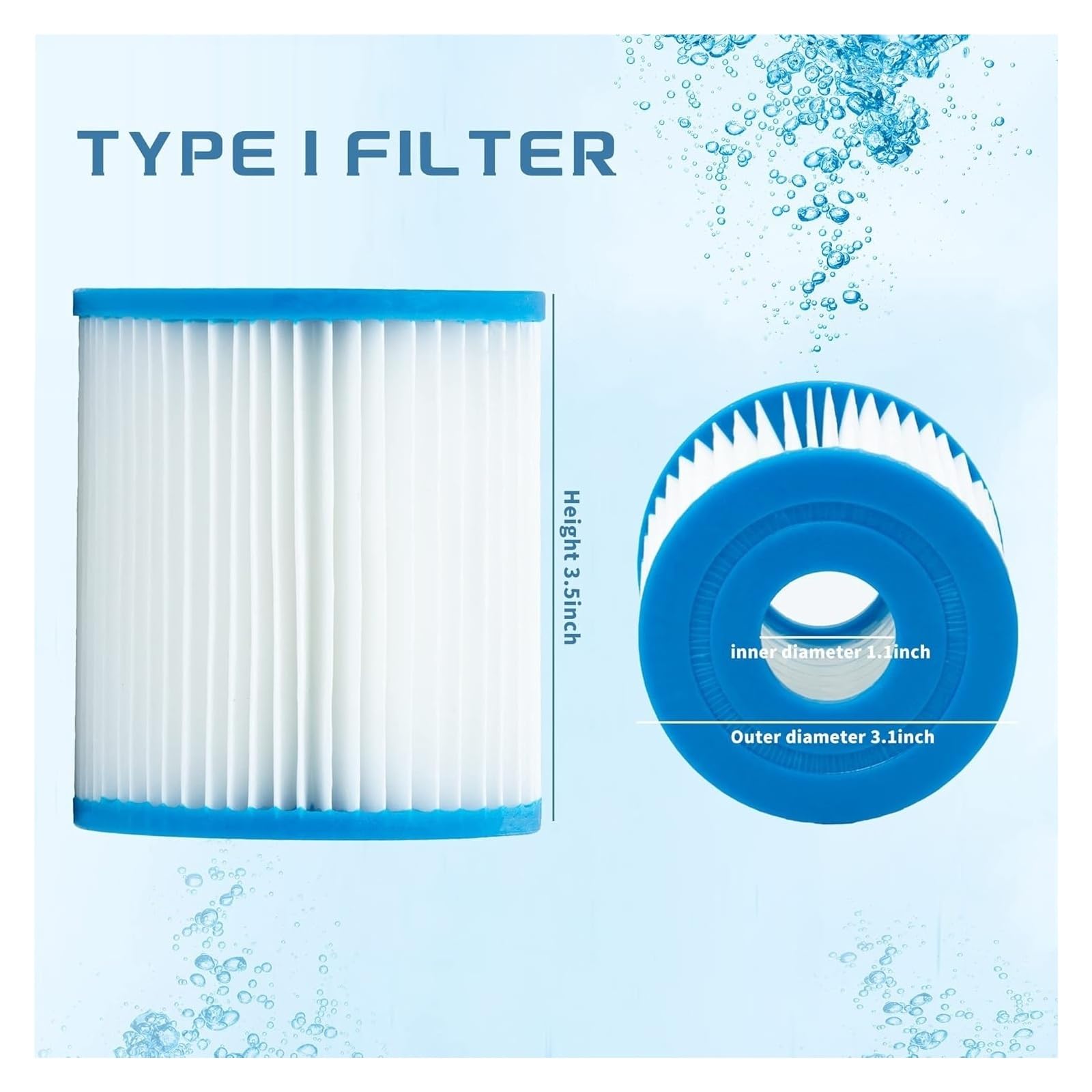 Cartucho De Filtro, Compatible con Bestway, Filtro For Jacuzzi, Compatible con Flowclear, Filtro For SPA, Compatible con Bestway, Filtro For Piscina, 58093, P53RX0330000 | 6PCS