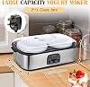 Yogurt Maker, 2L Yoghurt Maker with 2 Glass Jars, Automatic Stainless Steel Yogurt Maker Machine with Adjustable Time & Temperature Control for Homemade Probiotic Yogurt, Fermentation (Silver 2L)