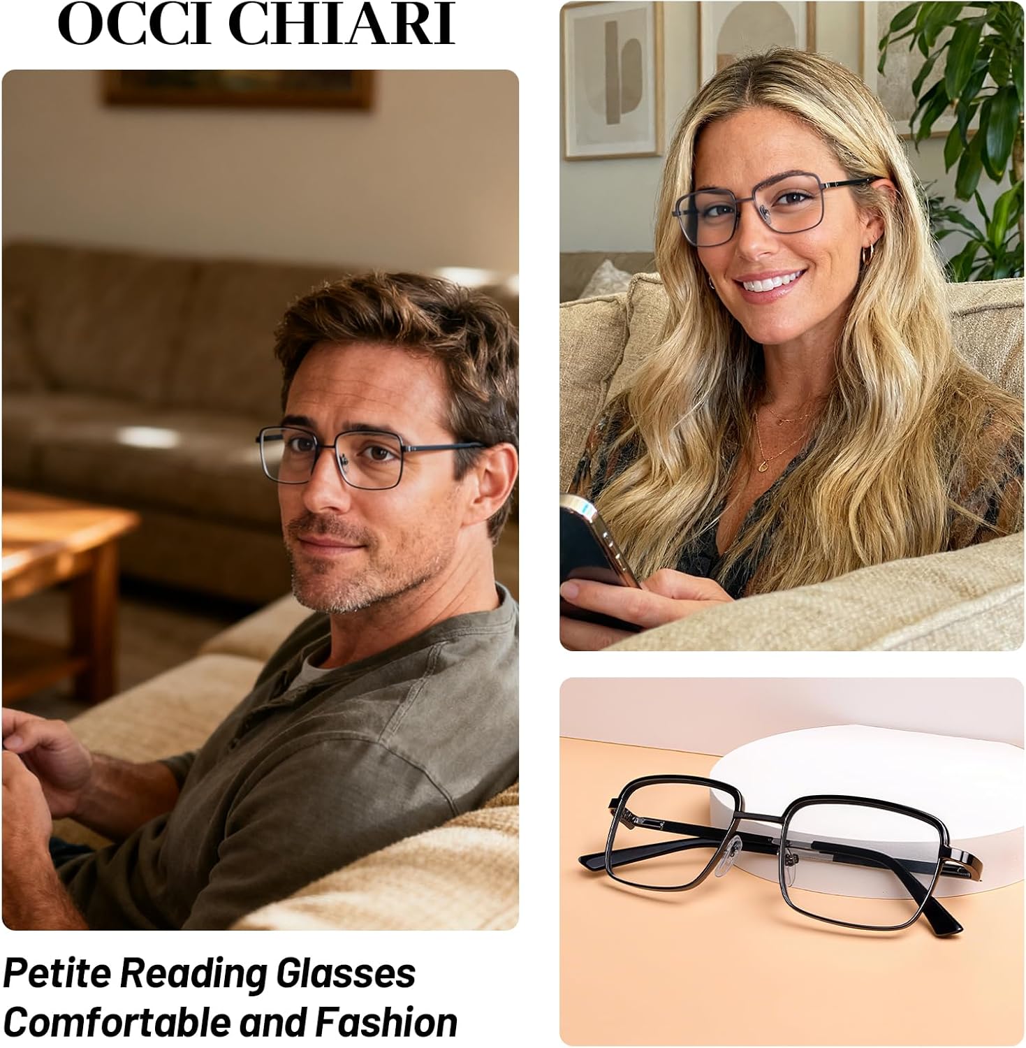 OCCI CHIARI Reading Glasses for Small Face Women Men Metal Lightweight Readers - Image 2