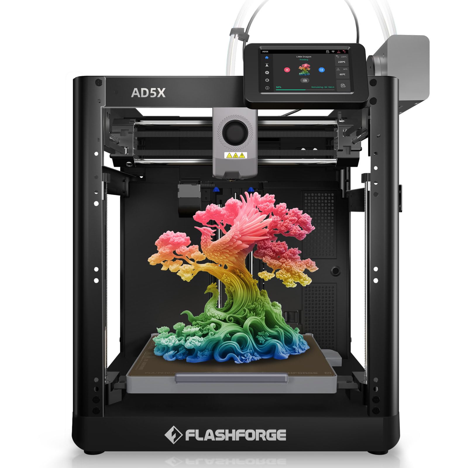 FLASHFORGE AD5X 3D Printer,Multi-Color 3D Printing,Max 600mm/s High Speed,Fully Auto Leveling,Large Flow High Temp Direct Extruder,Print Smooth & Precision,220x220x220mm Build Volume