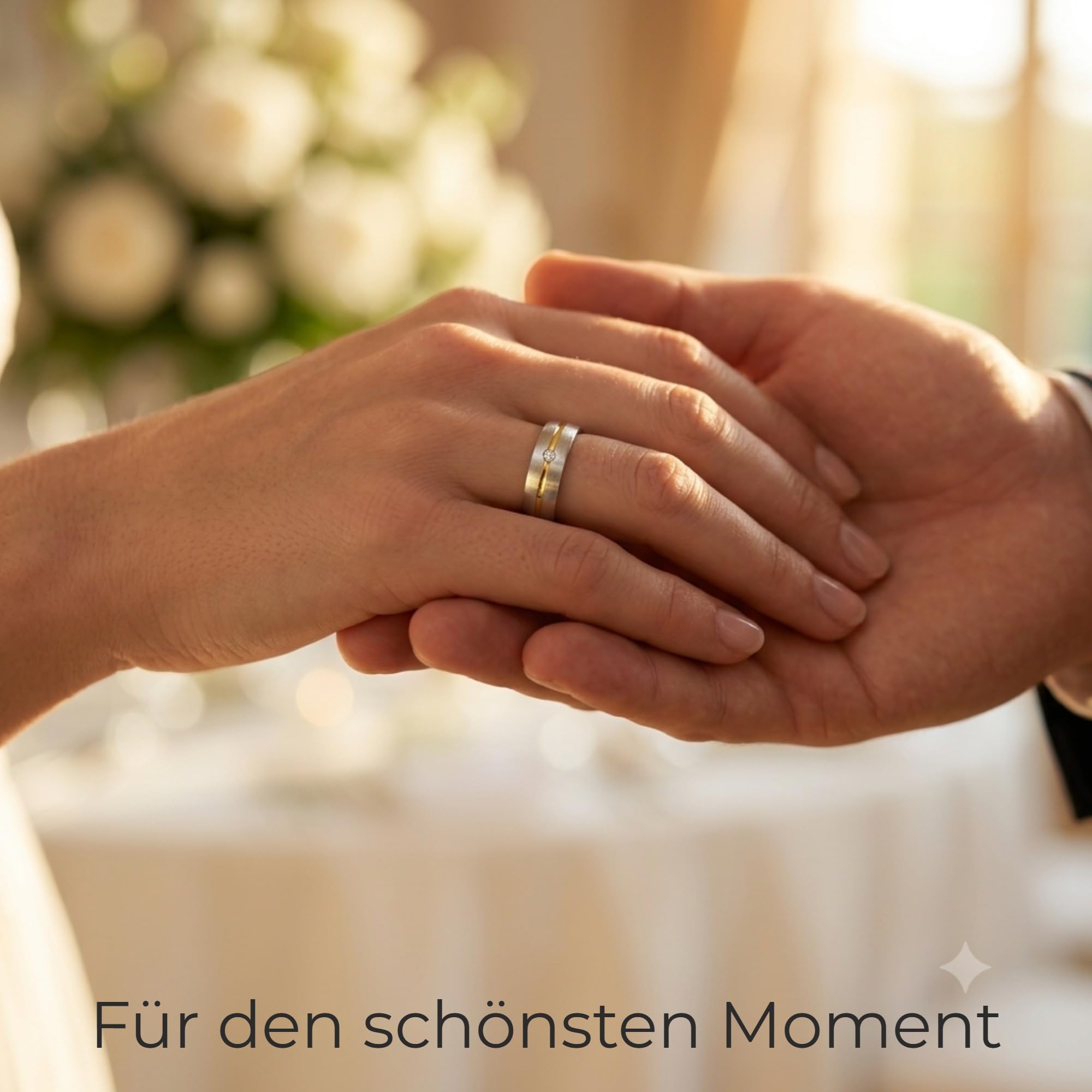 Kolibri Rings Eheringe Set Paarpreis | 925 Silber Gelb Vergoldet mit Zirkonia | Made in Germany: Damenring + Herrenring 5,5 mm Längsmatt + Gratis Gravur & Etui