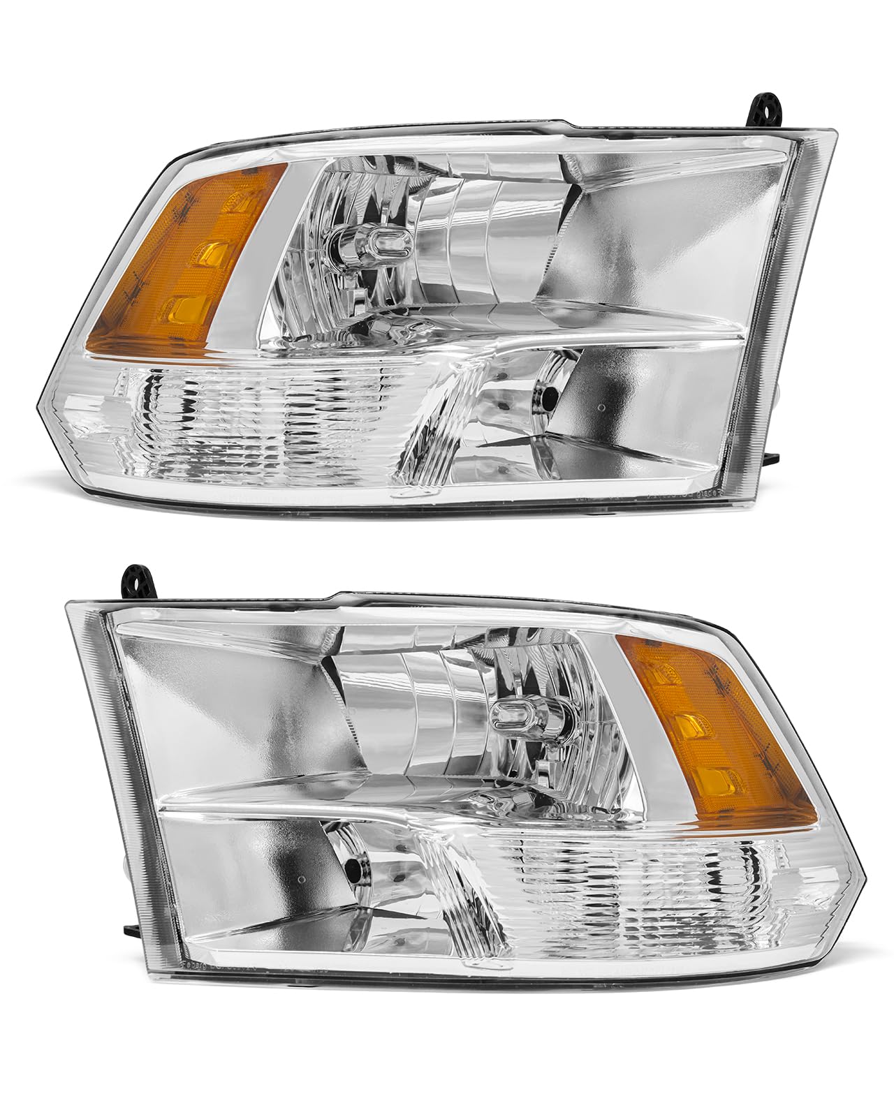 2009-2018 Dodge Ram Headlight Assembly by ADCARLIGHTS - Headlights for 2009-2018 Dodge Ram 1500 2500 3500 Pickup Headlamp Replacement Left and Right - Chrome Housing