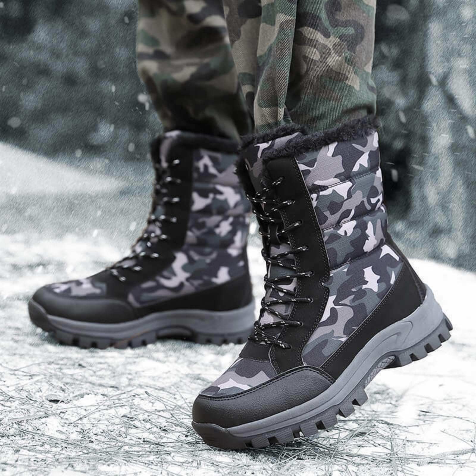 ENEN Bottes de Neige Imperméable Femme Homme 36-42, Bottes Femme Hiver Fourré Antidérapantes Semelle en Caoutchouc Chaude Confortable pour Extérieur, Randonnée