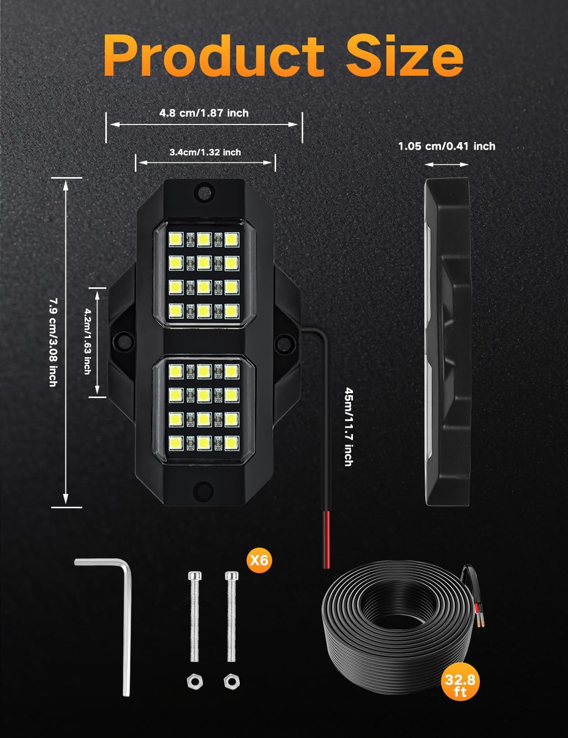 YUGUANG 12 Pods Rock Lights for Trucks, 6000K Pure White