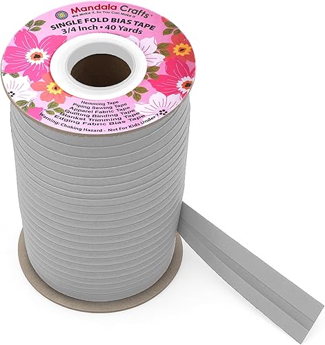Miniatura 64 de Mandala Crafts Cinta al bies de un solo pliegue de 5/8 pulgadas para coser, acolchar, tuberías, dobladillo, manta y encuadernación de colcha, cinta