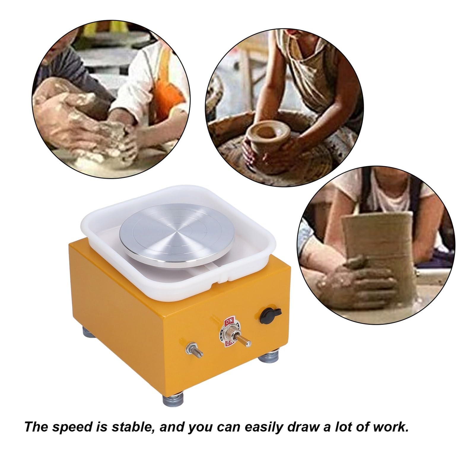 Töpferscheibe, stabile Geschwindigkeit, Keikscheibe, Töpfermaschine, Miniatur-Mini-Töpferscheibe for Kinder for Zuhause | White