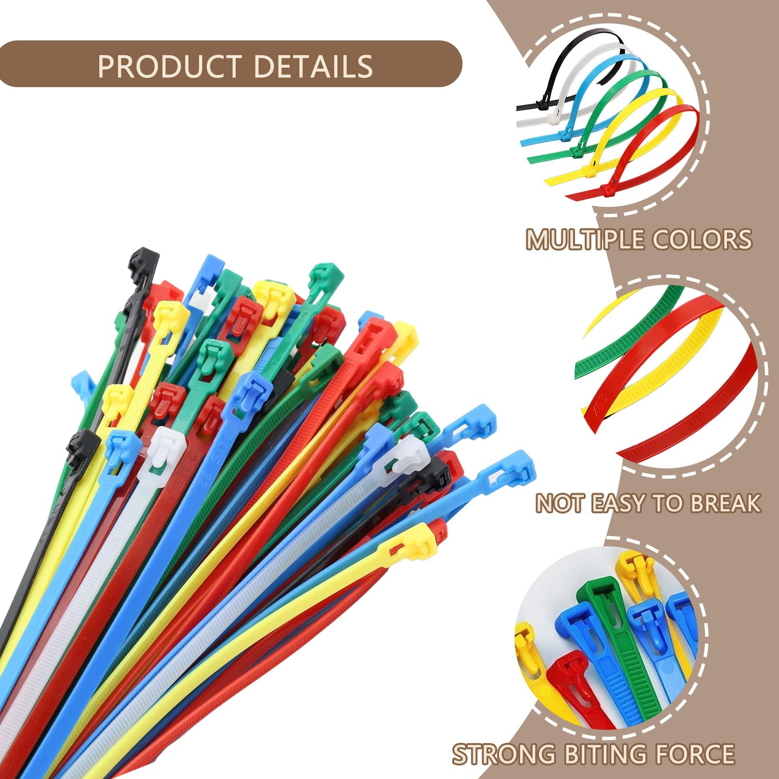 200 Pcs Cable Ties, Zip Ties - Image 3