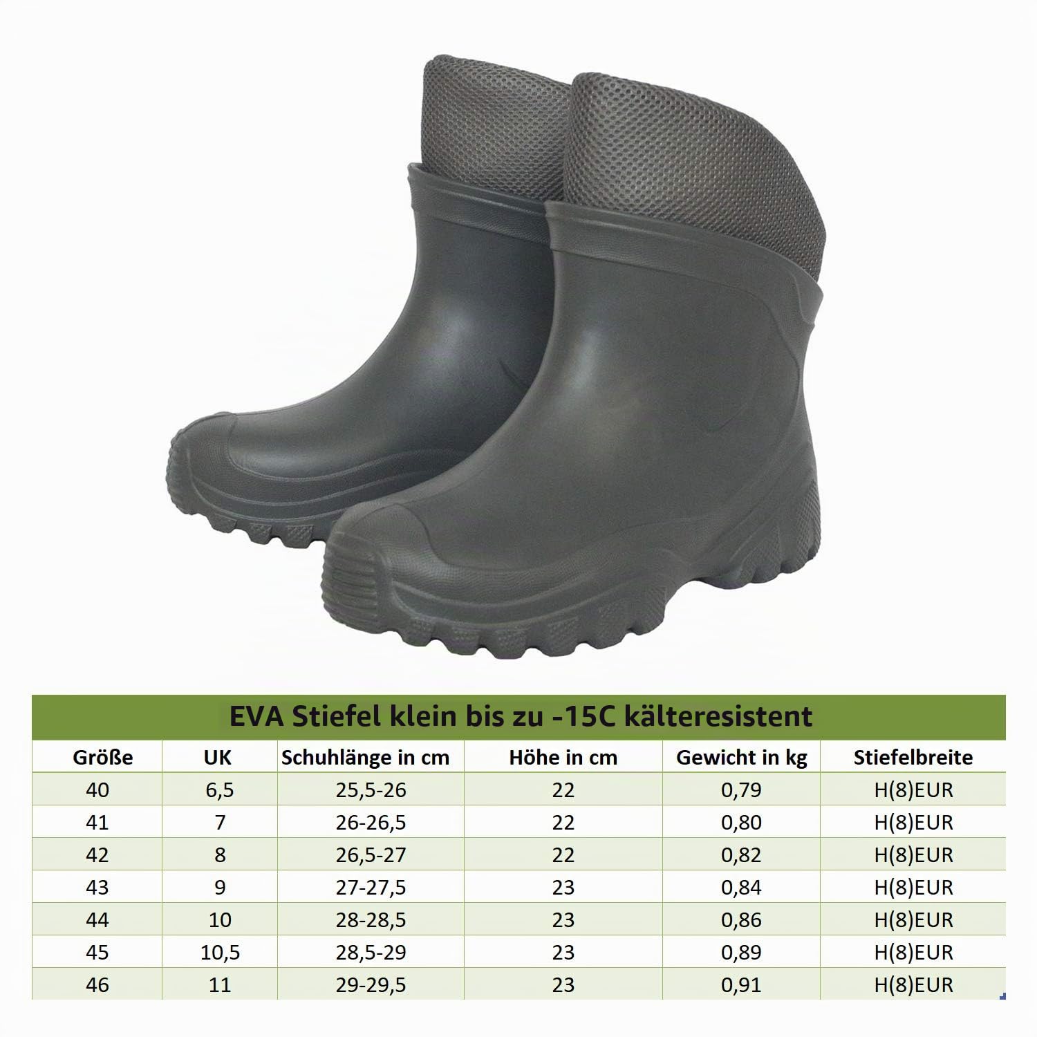Federleichte EVA Gummistiefel Gartenschuhe Gr. 40-46 gefüttert | Herausnehmbarer, wärmender Innenschuh
