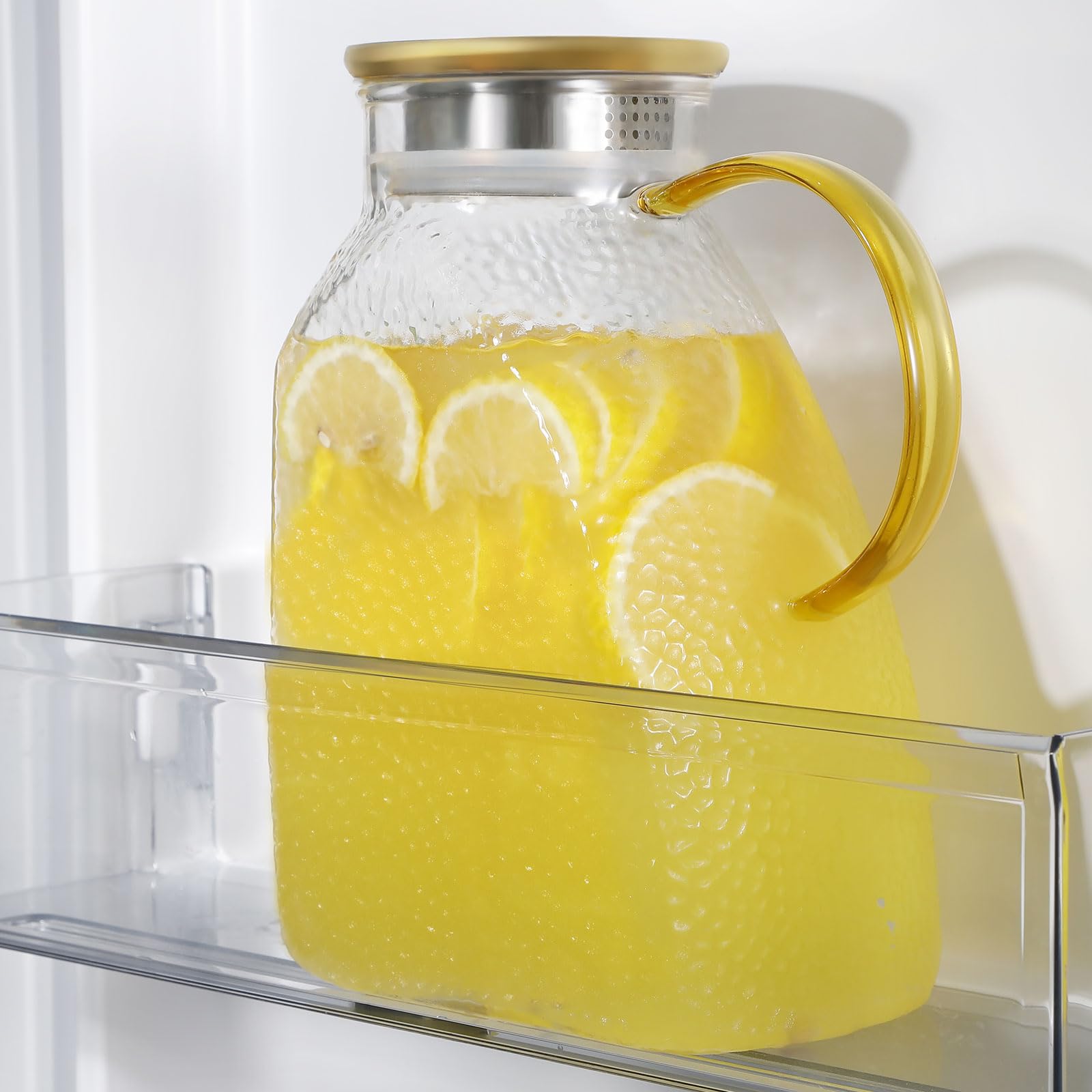 Photo 1 of Glass Pitcher With Lid For Fridge, 2 Liter 68 oz Glass Pitchers With Handle And Lid, 0.53 Gallon glass Tea Pitcher Jug Carafe, Water pitcher for Hot/Cold Water Iced Juice Coffee Milk Fruit