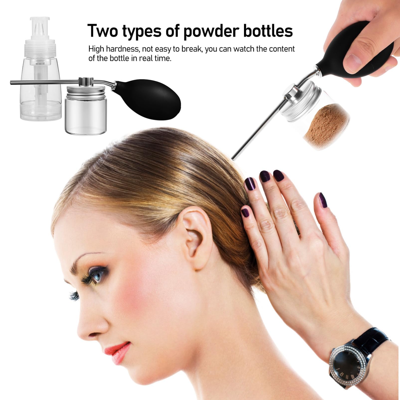 Botellas Aplicadoras Para Cabello 2 Unidades 180ml Cada Una Pulverizador De Polvo Reutilizable Para Peluquería y Belleza
