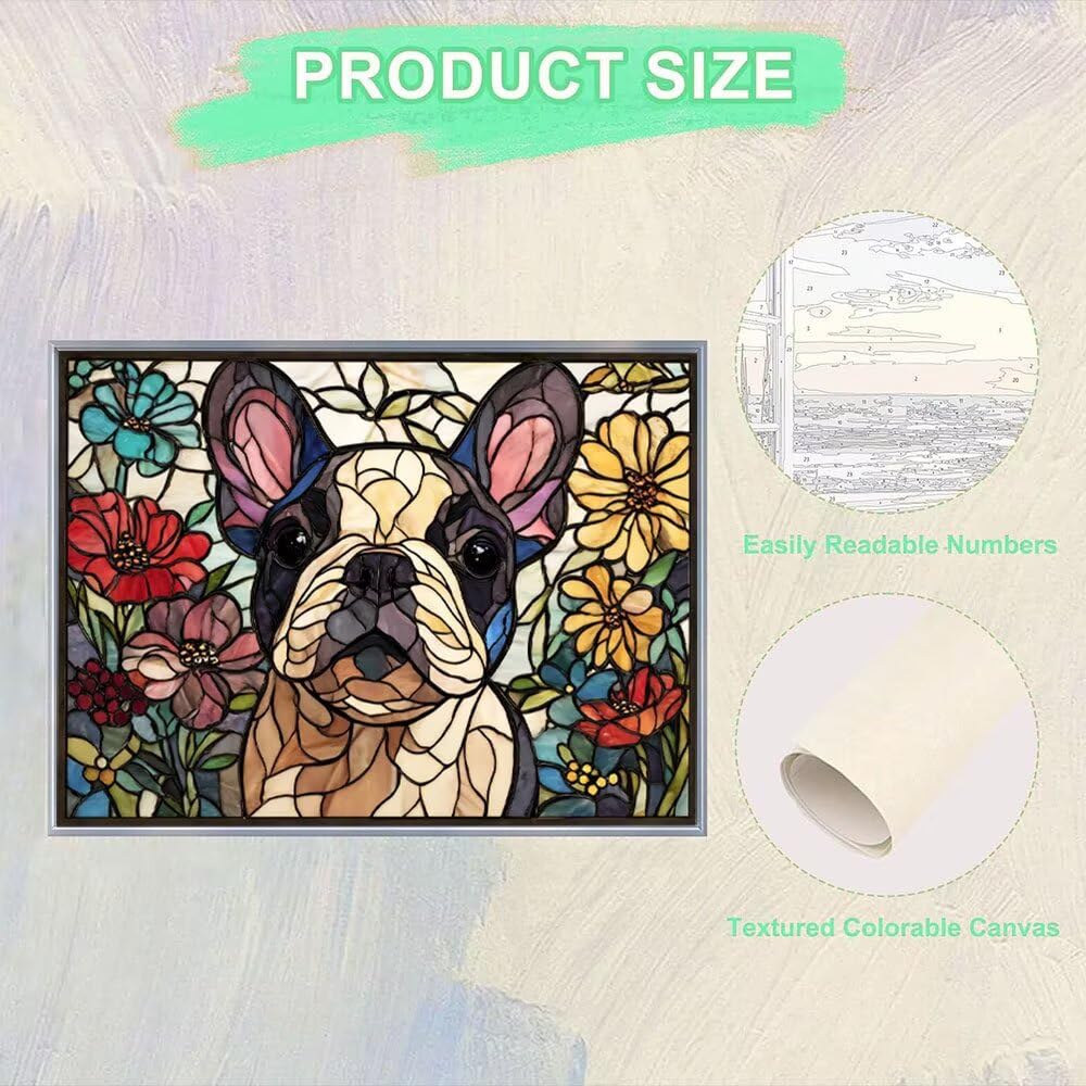 Malen Nach Zahlen Erwachsene DIY Komplettset - Hochwertige Acrylfarben & Leinwand - Entspannendes Kunsthandwerk für Anfänger & Fortgeschrittene - Ideales Home Deko - Hund Farbe Motiv (80x100cm) C-225