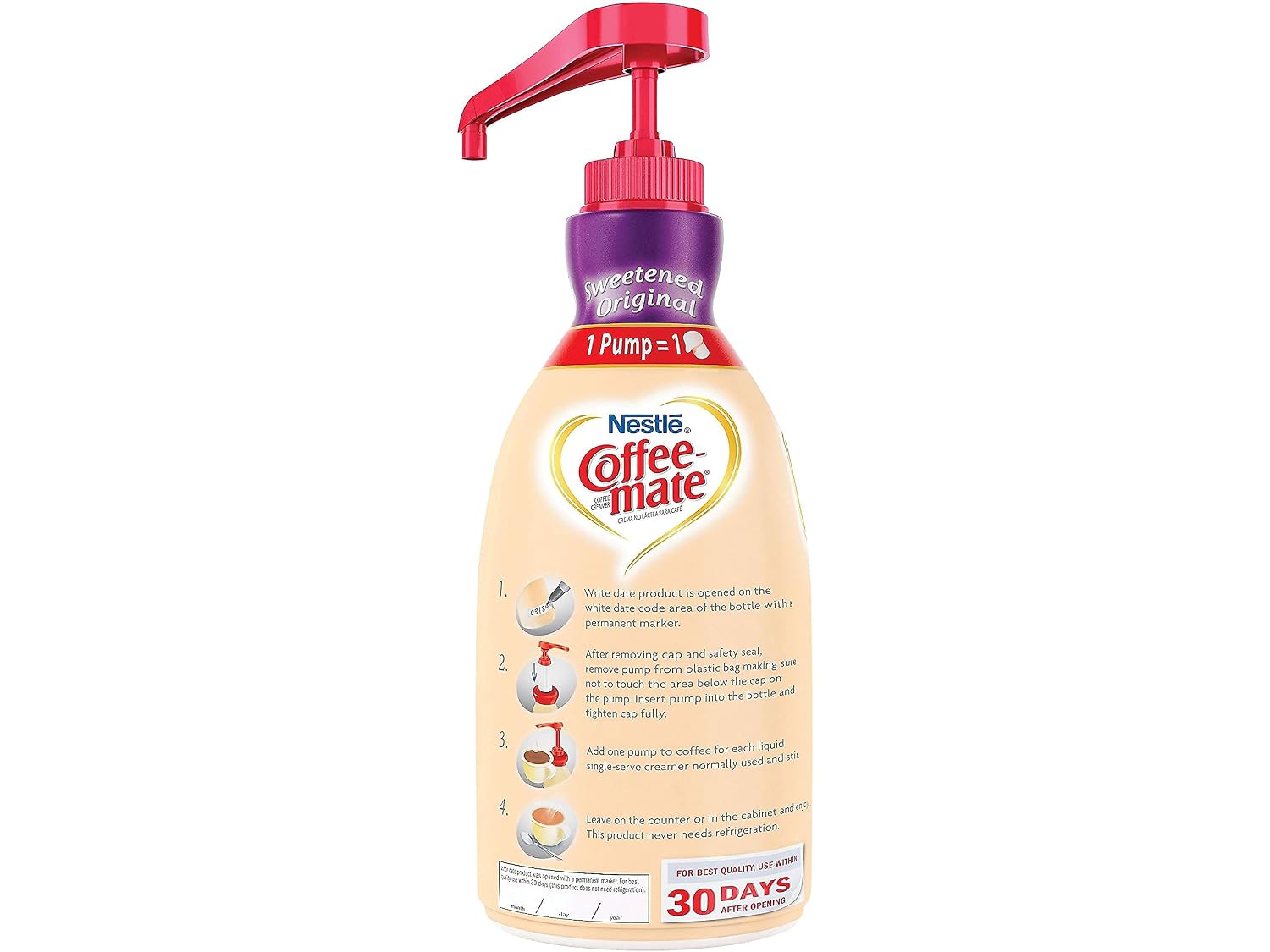 Coffee-Mate 13799 Liquid Coffee Creamer, Sweetened Original, 1500Ml Pump Dispenser