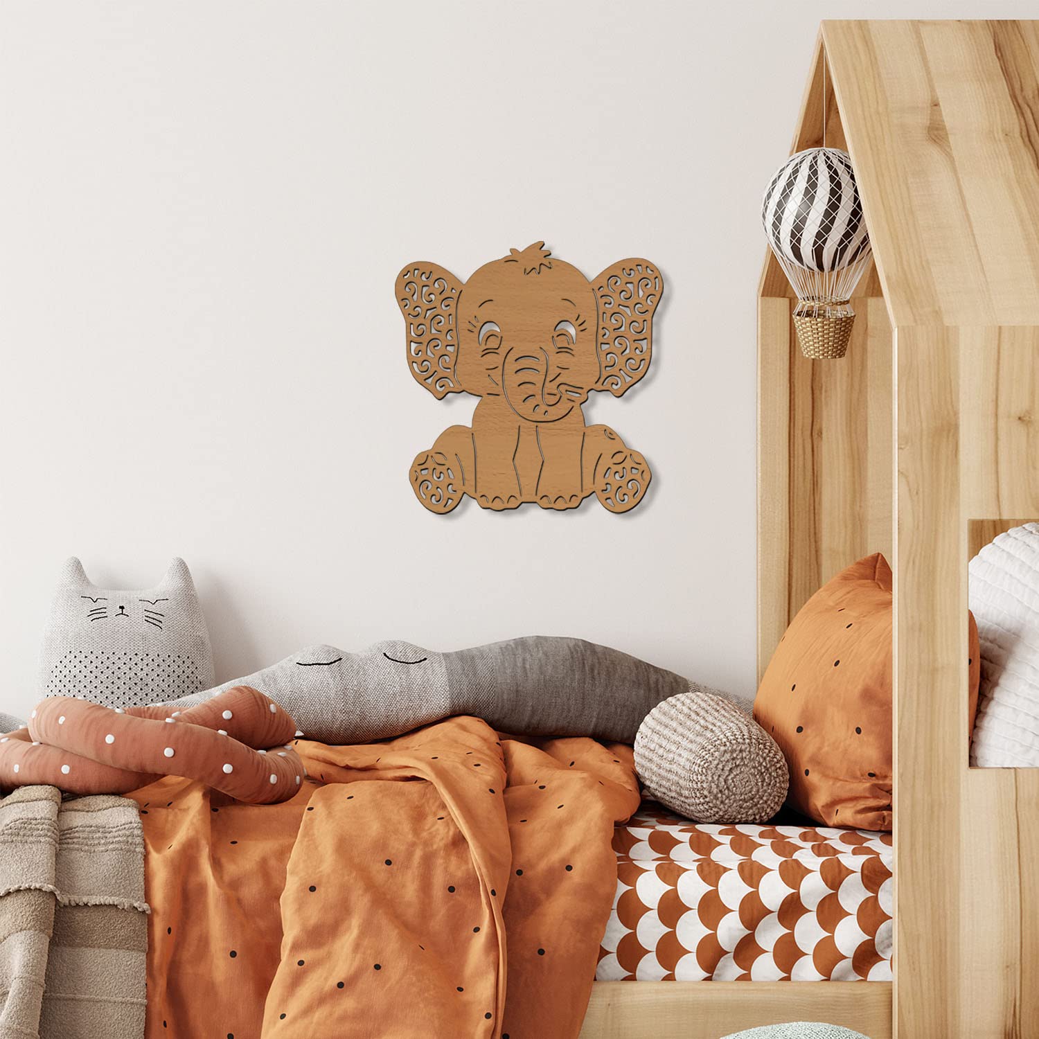 Lampada da parete in legno a LED con elefante su nuvola, luce notturna per dormire, personalizzata con nome, regalo per ragazzi e ragazze, funzionamento a batteria - Italia