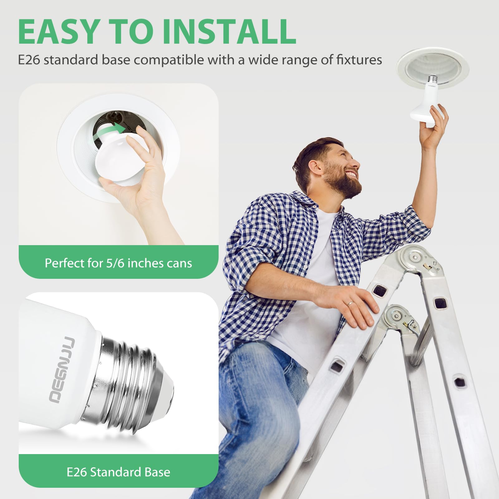 12 Pack BR30 LED Recessed Light Bulb Dimmable Indoor Flood Light Bulbs CRI80 7W Equivalent 65W 3000K Warm — view 4