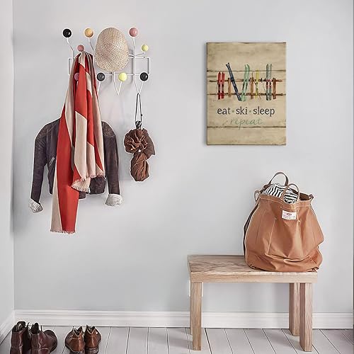 Miniatura 3 de PHAMTE Eat Sleep Ski Repeat - Arte de pared, estilo rústico de invierno, vacaciones, deportes, trineos de esquí, impresión vintage, lienzo